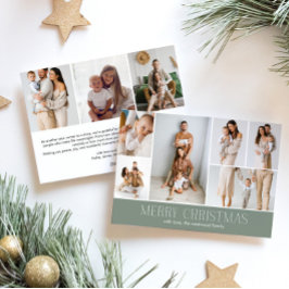 Tarjeta Festiva SAGE Merry Christmas moda 9 Collage Multi Photo