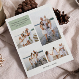 Tarjeta Festiva Sage Modern Neutral 4 Photo Elegant