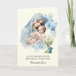 Tarjeta Festiva Sagrada Comunión María Jesús Floral