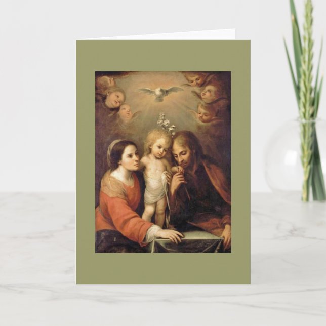 Tarjeta Festiva Sagrada Familia con Cherubs por Gutiérrez (Anverso)