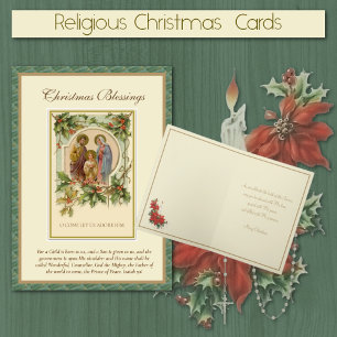 Tarjeta Festiva Sagrada Familia Vintage Católica Escritura Religio