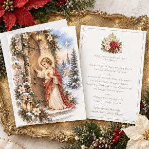 Tarjeta Festiva Sagrado Corazón de Jesús Llamando a la Puerta