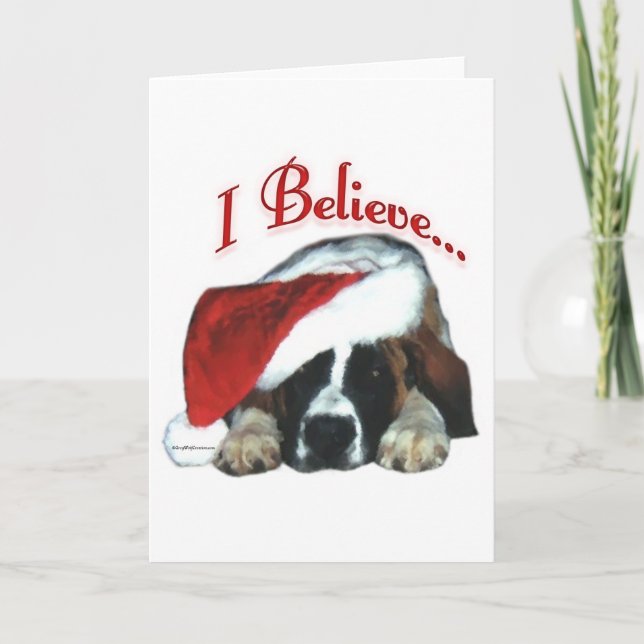 Tarjeta Festiva Saint Bernard I Believe (Anverso)