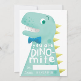 Tarjeta Festiva Sala de clases Valentine Dinosaur Dino-mite
