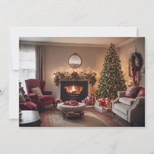 Tarjeta Festiva Sala de estar con estilo vintage con árbol de Navi