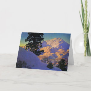 Tarjeta Festiva Salida del sol del invierno de Maxfield Parrish