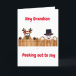 TARJETA FESTIVA SALIENDO A DECIR *FELIZ NAVIDAD* GRANDSON<br><div class="desc">¡GRACIAS POR DETENER 1 DE MIS 8 TIENDAS Y FELICES VACACIONES PARA USTED!</div>