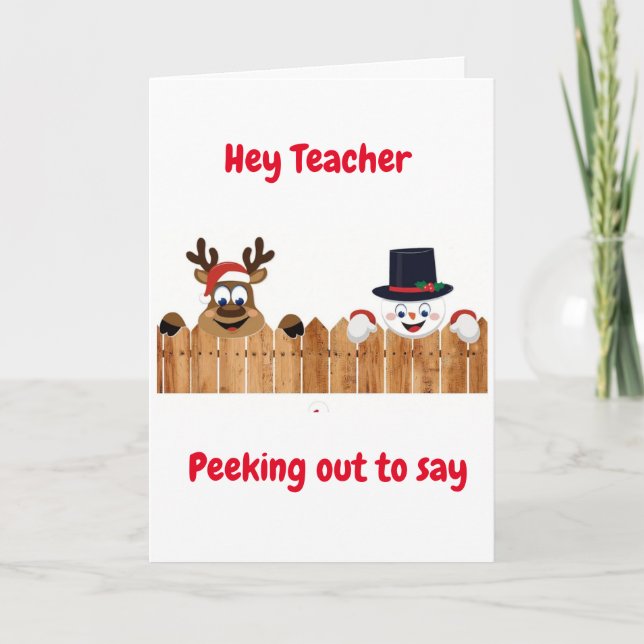 TARJETA FESTIVA SALIENDO A DECIR PROFESOR DE *FELIZ NAVIDAD* (Anverso)