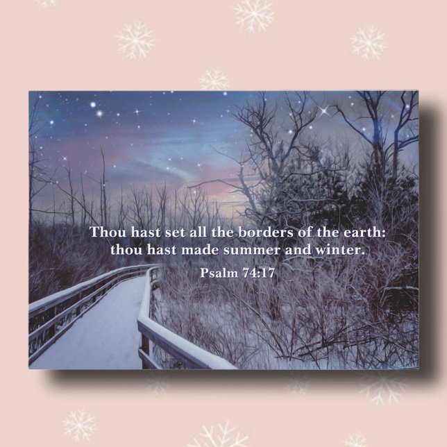 Tarjeta Festiva Salmos Biblia Verse Invierno Twilight Sky Woodland (Subido por el creador)