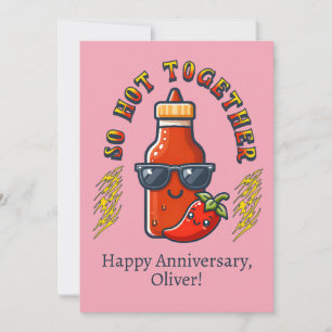 Tarjeta Festiva Salsa Picante Juntos Tan Calientes Aniversario