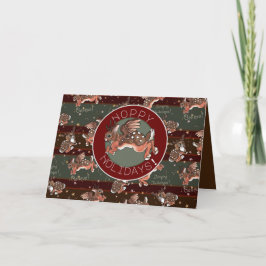 Tarjeta Festiva Saltando Jackalope Felices Fiestas