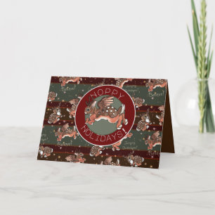 Tarjeta Festiva Saltando Jackalope Felices Fiestas
