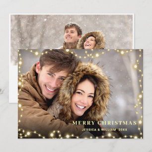 Tarjeta Festiva Salto de oro de navidades 2 fotos