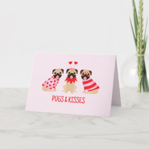 Tarjeta Festiva Saltos Y Besos Perros De Pug Cute