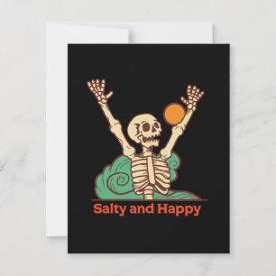 Tarjeta Festiva Salty y Happy Skeleton en un