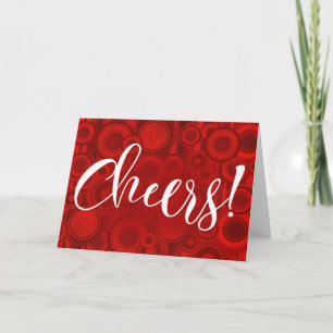 Tarjeta Festiva ¡Salud! Escritura Caligráfica con Círculos Rojos y