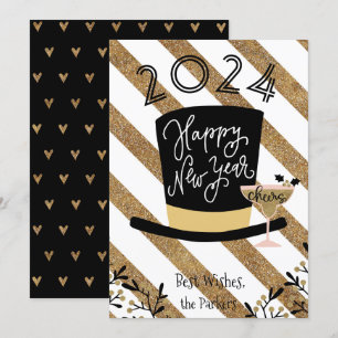 Tarjeta Festiva Salud   Festividad de la banda de oro Feliz Año Nu