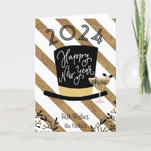 Tarjeta Festiva Salud   Festividad de la banda de oro Feliz Año Nu