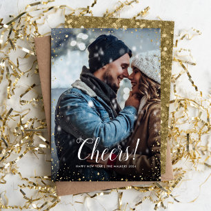 Tarjeta Festiva Salud Glitz Faux Purpurina Foto Superposición de