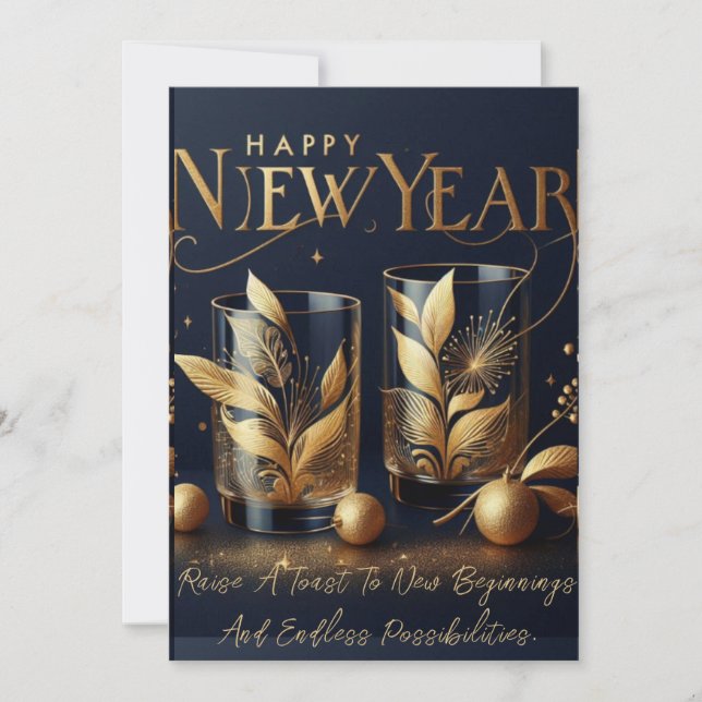 Tarjeta Festiva ¡Salud por el Año Nuevo! (Anverso)