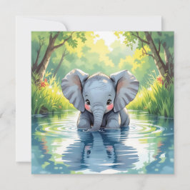 Tarjeta Festiva Saluda con este lindo Elefante Themed Blank