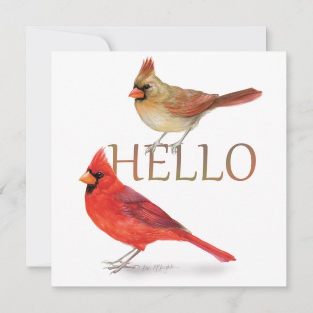 Tarjeta Festiva Saludable Saludo de Cardenales-Festividad (Anverso)