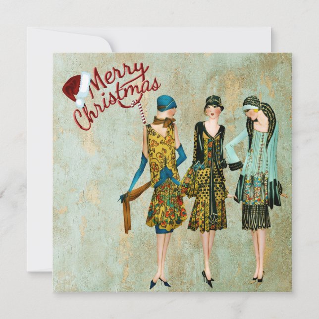 Tarjeta Festiva Saludo a las Navidades de la Vieja década de 1930 (Anverso)
