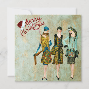 Tarjeta Festiva Saludo a las Navidades de la Vieja década de 1930