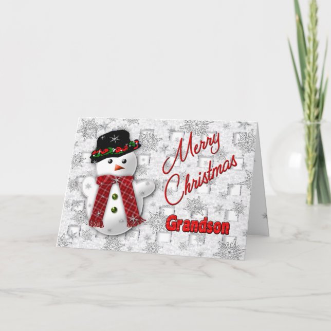 Tarjeta Festiva Saludo a Navidades Snowman - Abuelo (Anverso)