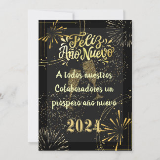 Tarjeta Festiva Saludo Año nuevo tonos dorados elegante