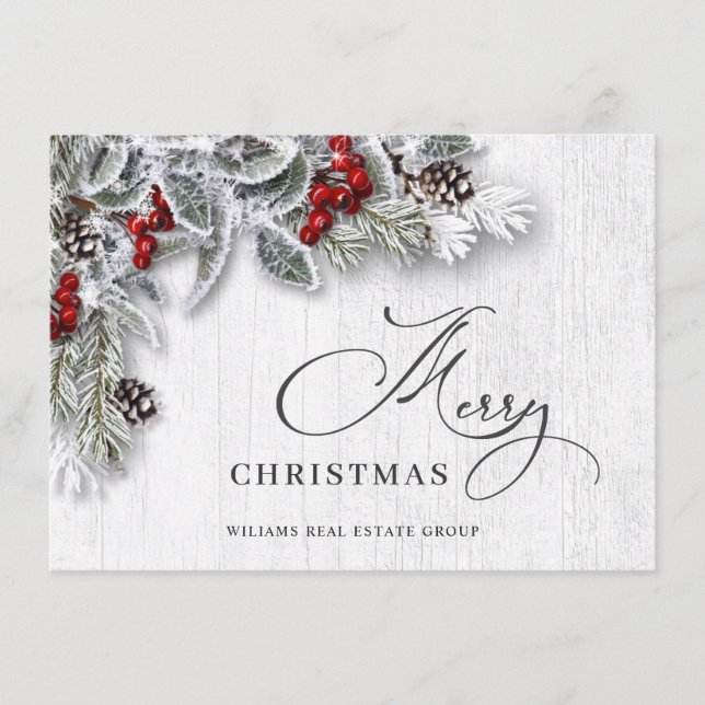 Tarjeta Festiva Saludo corporativo de navidades Holly (Anverso)