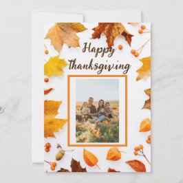 Tarjeta Festiva Saludo de Acción de Gracias de Hoja de Otoño