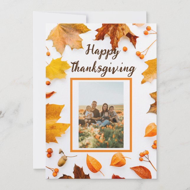 Tarjeta Festiva Saludo de Acción de Gracias de la Hoja de Otoño (Anverso)