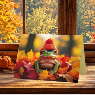 Tarjeta Festiva Saludo de Acción de Gracias de la rana del otoño a