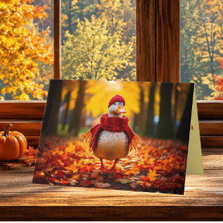 Tarjeta Festiva Saludo de Acción de Gracias del pato de otoño acog
