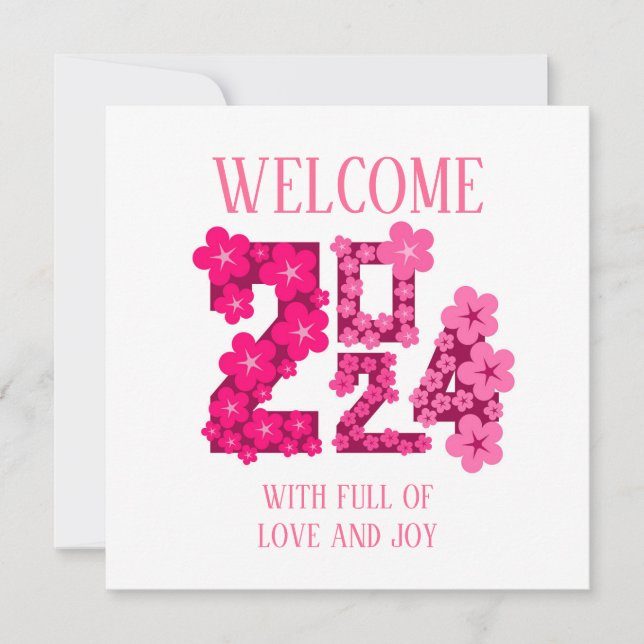 TARJETA FESTIVA SALUDO DE AÑO NUEVO 2024 MAMÁ PAPÁ HERMANA HERMANO (Anverso)