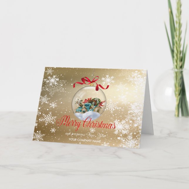 Tarjeta Festiva Saludo de Ball Retro Cra Company de los navidades (Anverso)