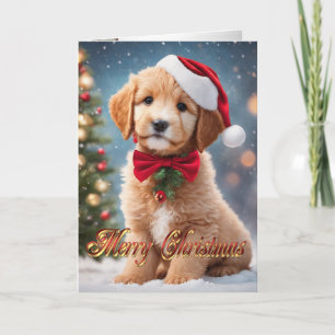Tarjeta Festiva Saludo de cachorro de los Navidades Golden Doodle