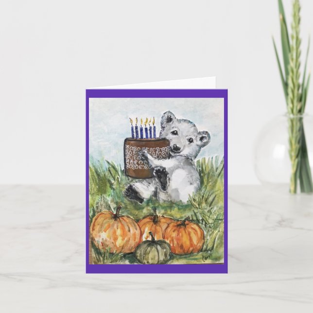 Tarjeta Festiva Saludo de cumpleaños de octubre (Anverso)