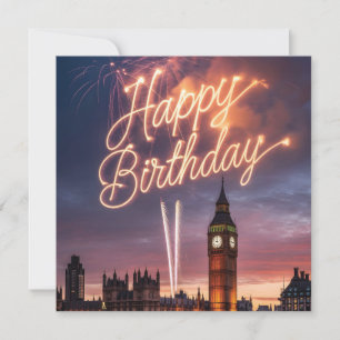 Tarjeta Festiva Saludo de cumpleaños del paisaje urbano de Londres