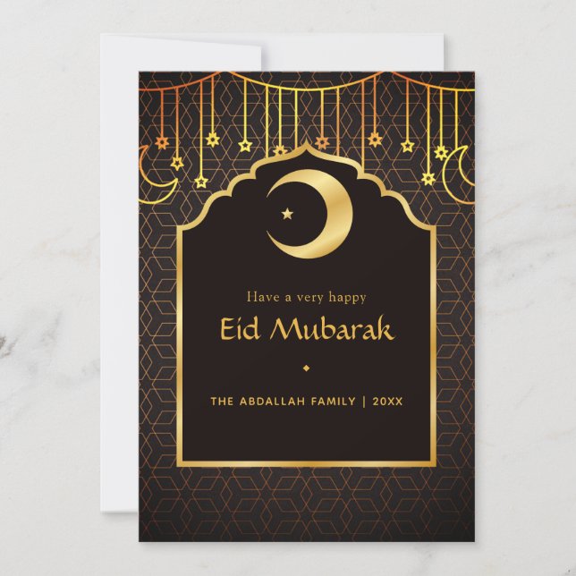 Tarjeta Festiva Saludo de Eid Mubarak (Anverso)