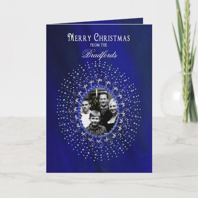 Tarjeta Festiva Saludo de elegancia azul de los navidades - Insert (Anverso)