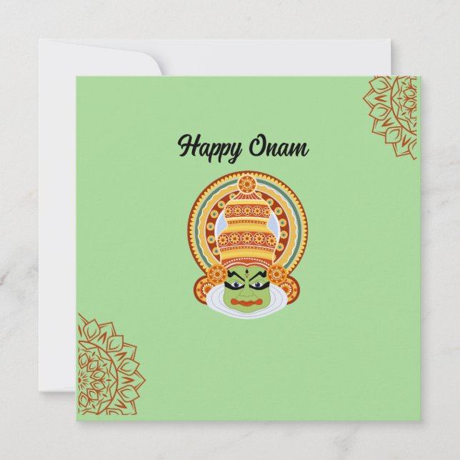 Tarjeta Festiva saludo de feliz onam (Anverso)