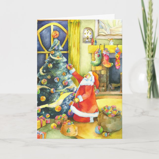 Tarjeta Festiva Saludo de feriado a Navidades especiales de Santa  (Anverso)
