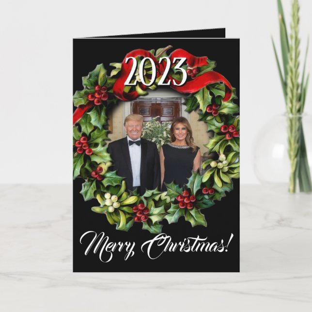 Tarjeta Festiva Saludo de feriado a Trump Navidades 2021 (Anverso)
