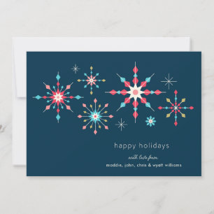 Tarjeta Festiva Saludo de feriado con copo de nieve geométrico