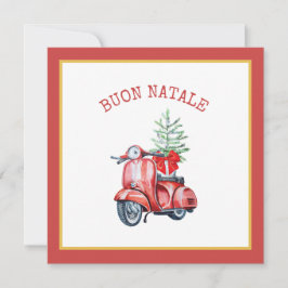 Tarjeta Festiva Saludo de feriado de Cute Scooter Buon Natale