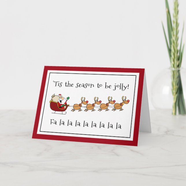 Tarjeta Festiva Saludo de feriado de Jolly Santa Fun Navidades (Anverso)