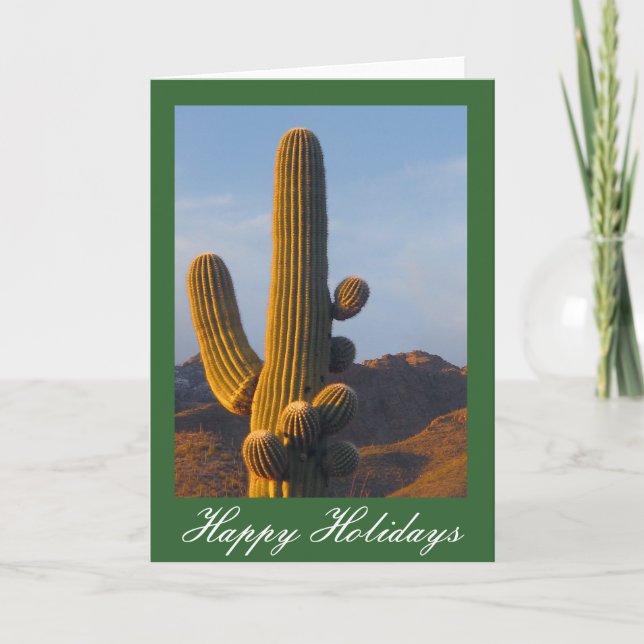 Tarjeta Festiva Saludo de feriado de Saguaro Cactus (Anverso)