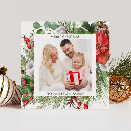 Tarjeta Festiva Saludo de feriado para Navidades de la vegetación 